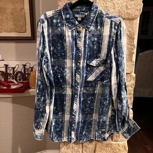 Blue Plaid Women's Button up Shirt